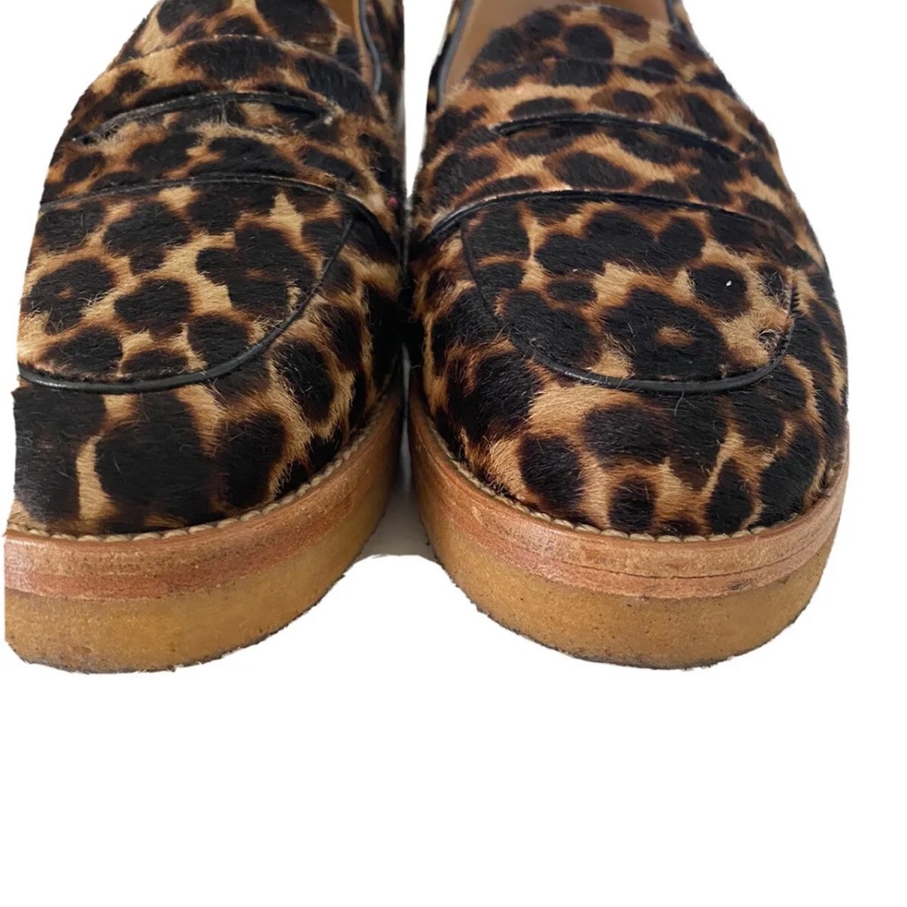 Longchamp Calf Hair Leopard Platform Penny Loafer size 35 - Picture 3 of 7